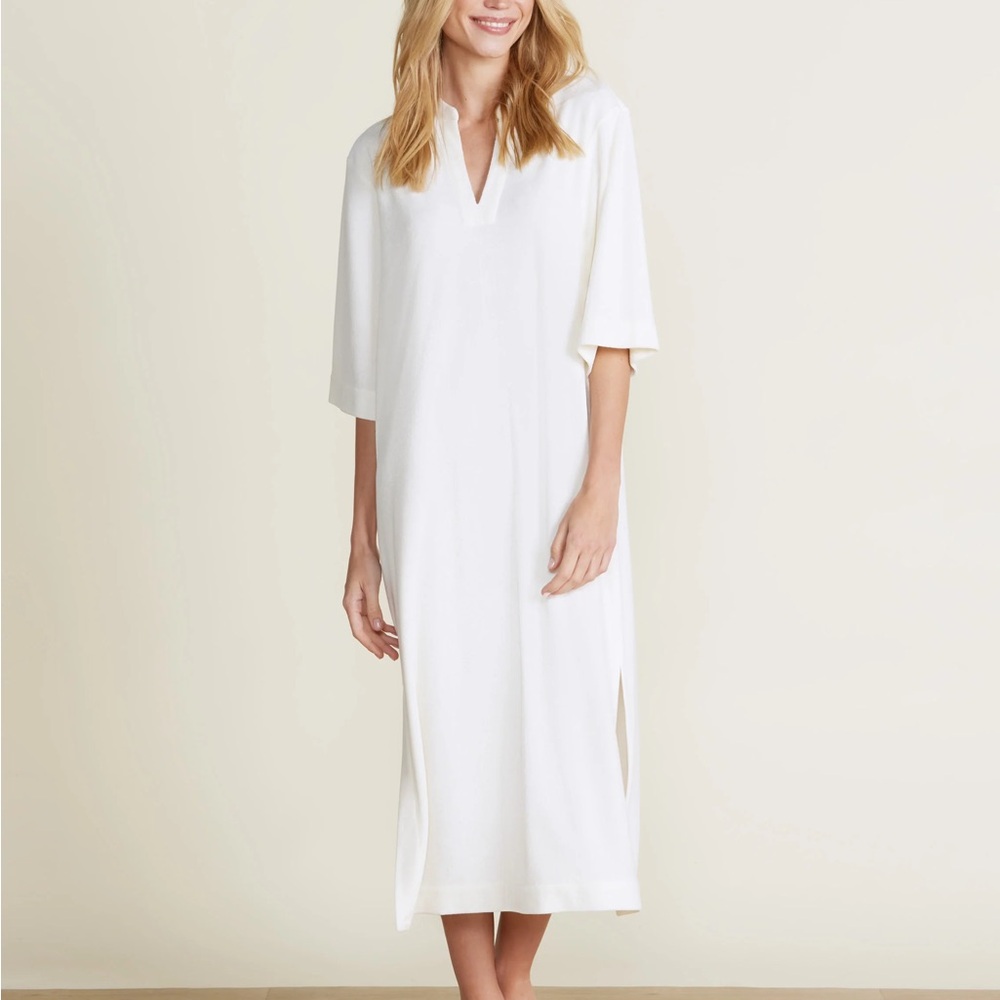 Barefoot Dreams CozyTerry® Placket Caftan in Cream Sand Dune